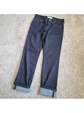 Madewell Alley Straight Jeans Womens Size 26 Dark Wash Blue Selvedge Denim NWOT